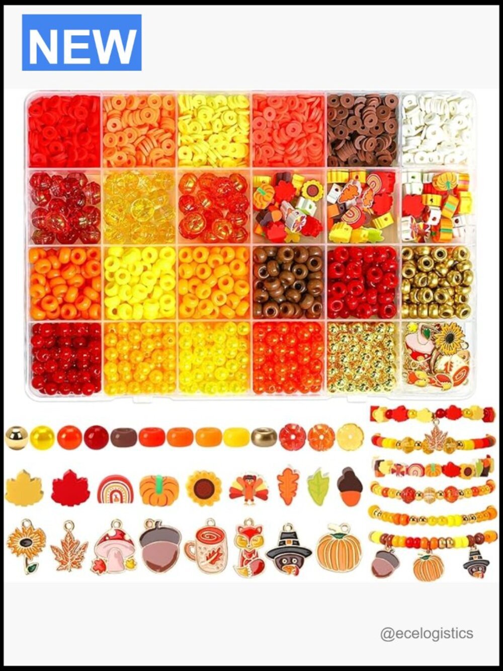 2100+ Fall Beads Kit for Jewelry Making - Clay Pumpkin Maple Leaf Pony Pearl